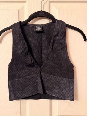 Black BDG deep plunge v neck crop top